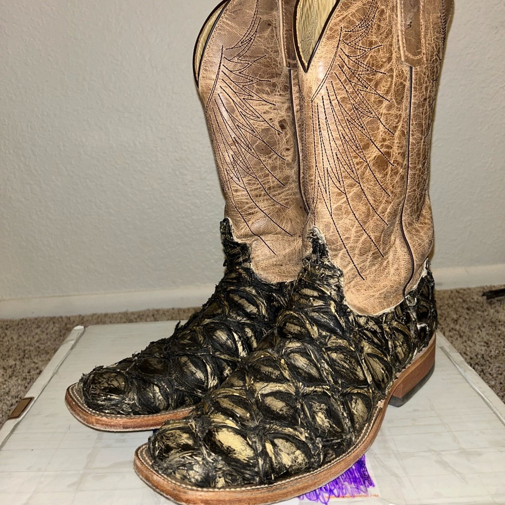Anderson Bean Exotic Cowboy Boots (Size: Men’s 13D) (Brown Raven Big Bass)